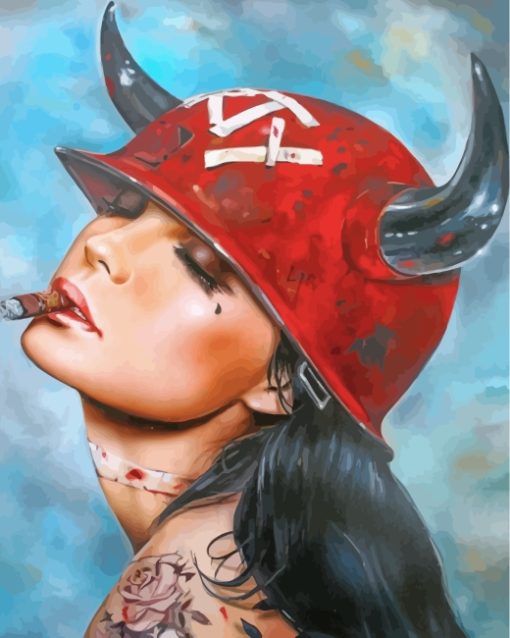 Tattooed Girl Smoking Paint By Numbers