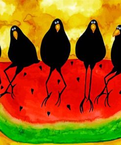 Crows On The Watermelon paint by numbers