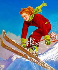 Vintage Skiing Girl Paint By Numbers