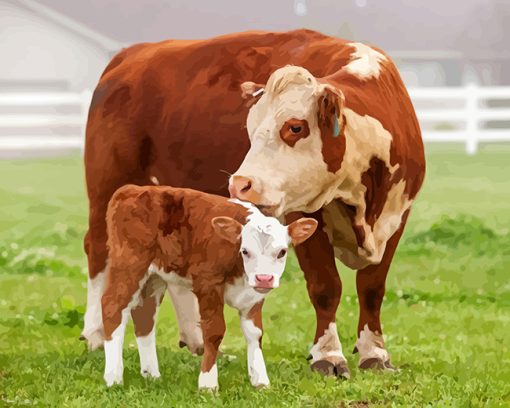 White And Brown Cows Paint By Numbers