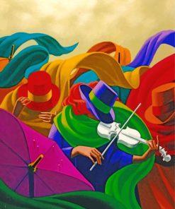 Abstract Violinists Paint By Numbers