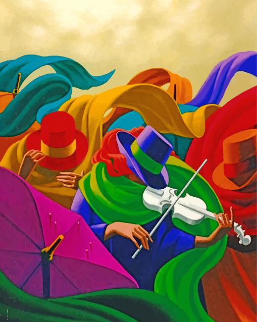 Abstract Violinists Paint By Numbers
