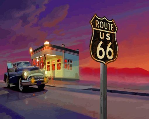 Route 66 At Sunset Paint By Numbers