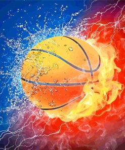 Basket Ball On Fire Paint By Numbers