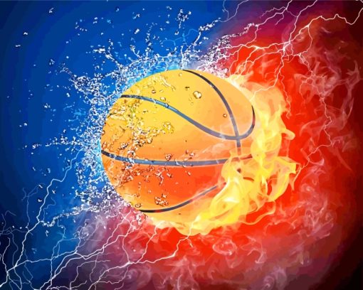 Basket Ball On Fire Paint By Numbers