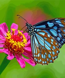 Blue Butterfly On Flower Paint By Numbers