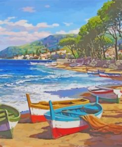 Boats By Beach paint by numbers