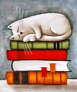 Cat On Books Paint By Numbers