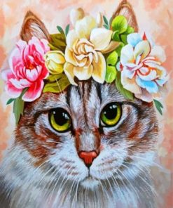 Cat With Flowers Paint By Numbers