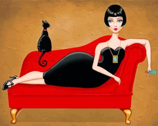 Classy Lady And Cat Paint By Numbers