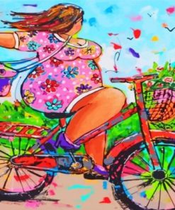 Fat Woman On Bicycle paint by numbers