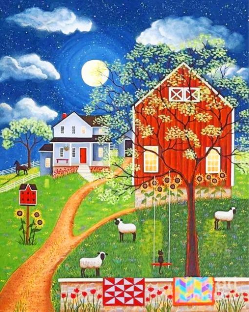 Folk Farm Art Paint By Numbers