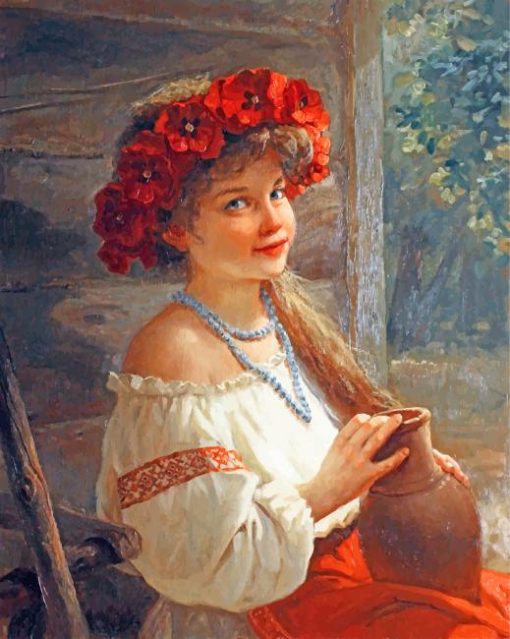 Girl With Flowers Crown Paint By Numbers