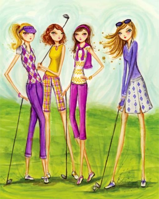 Girls Playing Golf Paint By Numbers