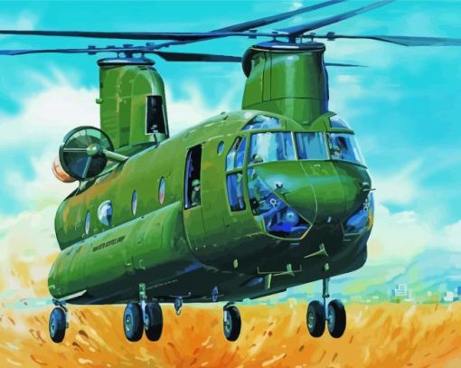 Green Chinook Helicopter Paint By Numbers