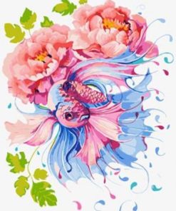 Betta Fish Peony Flower paint by number