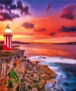 Lighthouse At Sunset Paint By Numbers