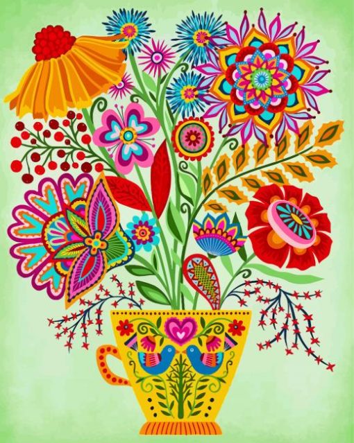 Mandala Flowers Vase paint by numbers