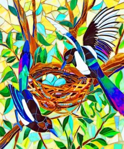 Mosaic Magpie Birds Paint By Numbers