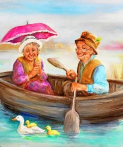 Old Couple On Boat paint by numbers