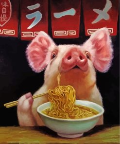 Pig Eating Noodles Paint By Numbers