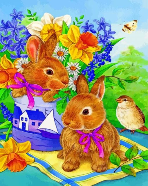 Rabbits And Bird Paint By Numbers