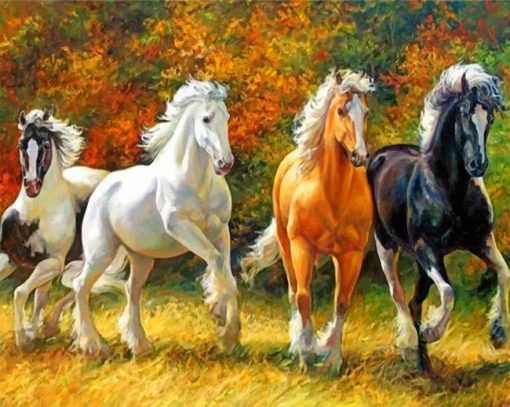 Running Horses Paint By Numbers