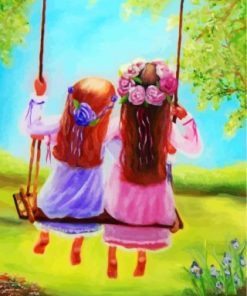 Sisters On Swing paint by numbers