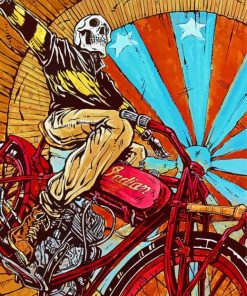 Skull On Motorcycle Paint By Numbers