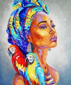 African lady And Parrots Paint By Numbers