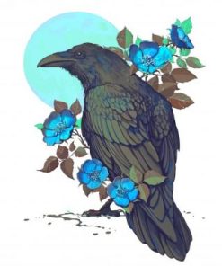 Crow And Flowers Paint By Numbers