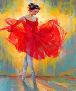 Ballerina Wearing Red Paint By Numbers