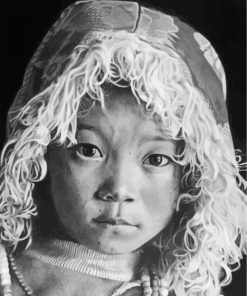 Monochrome Tibetan Child Paint By Numbers