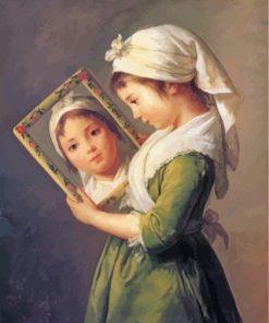 Girl Looking In The Mirror paint by numbers