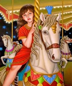 Girl On A White Carousel paint by numbers