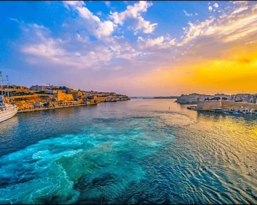 Malta Harbor Sunset Paint By Numbers