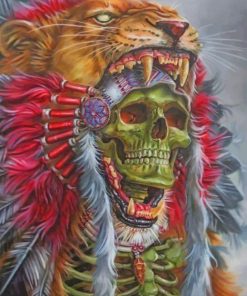 Native Lion Skull Paint By Numbers