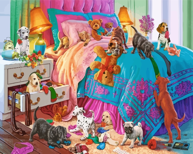 naughty puppies Paint By Numbers