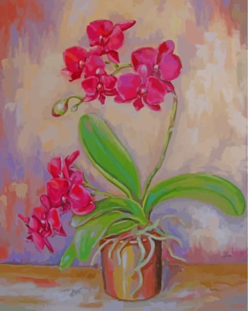 Pink Orchid Flower Paint By Numbers