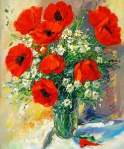 Poppies Vase paint by numbers