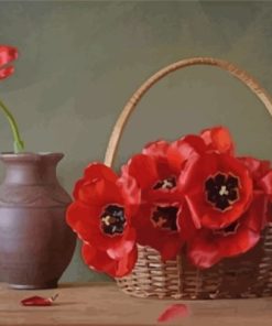 Poppies Basket paint by numbers