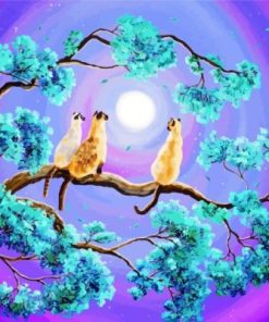 Siamese Cats In Moonlight paint by numbers