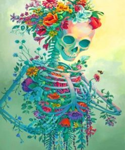 Skeleton With Flowers Paint By Numbers