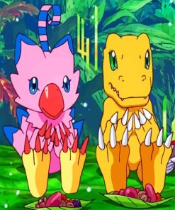 Agumon And Biyomon Paint By Numbers