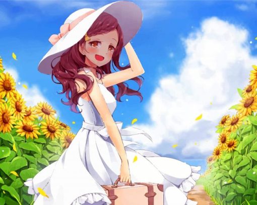 Girl In Sunflower Field Paint By Numbers