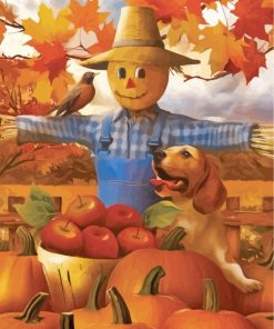 Autumn Farm Scarecrow Paint By Numbers