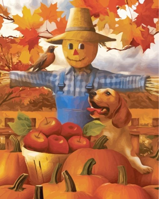 Autumn Farm Scarecrow Paint By Numbers