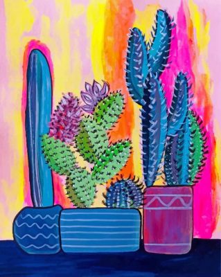 Cactus Plants Pots Paint By Numbers