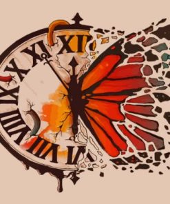 Clock Butterfly Paint By Numbers