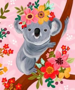 Floral Koala paint By Numbers